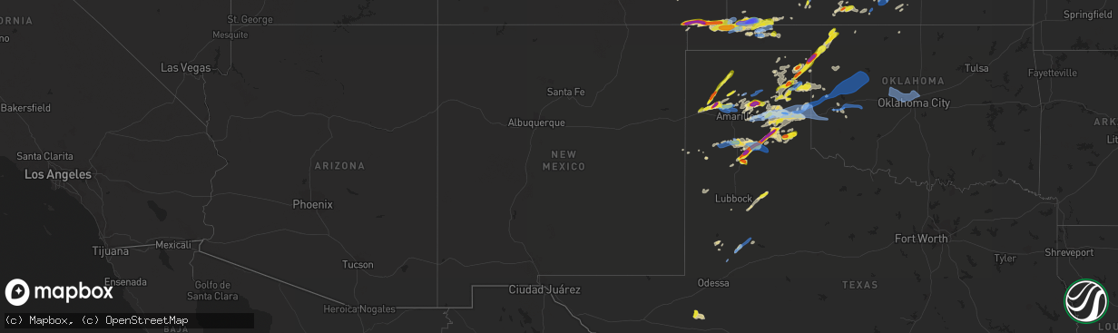 Hail map in New Mexico on June 25, 2021