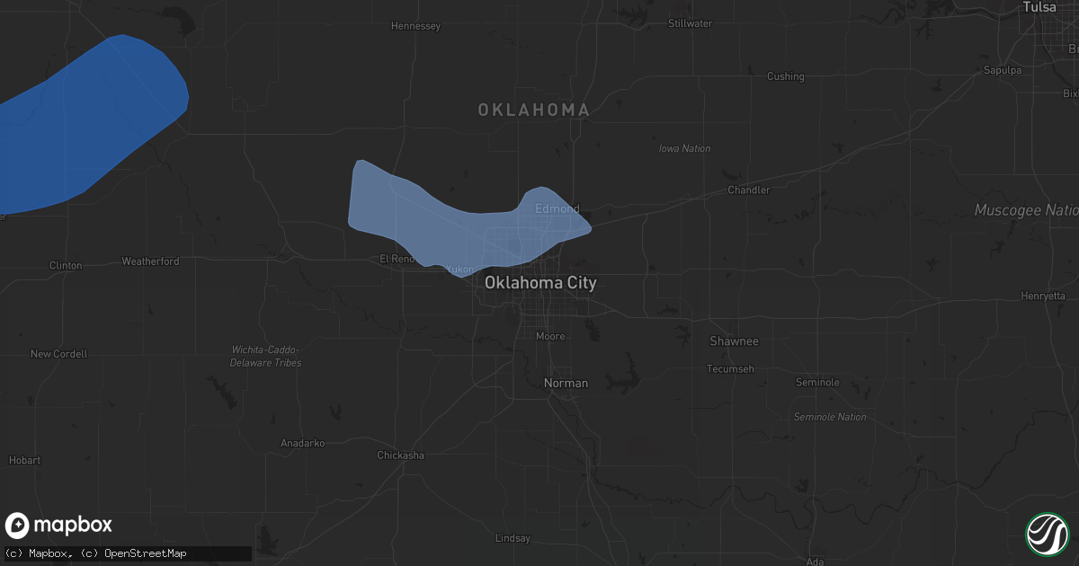 Hail map in Oklahoma City, OK on June 25, 2021