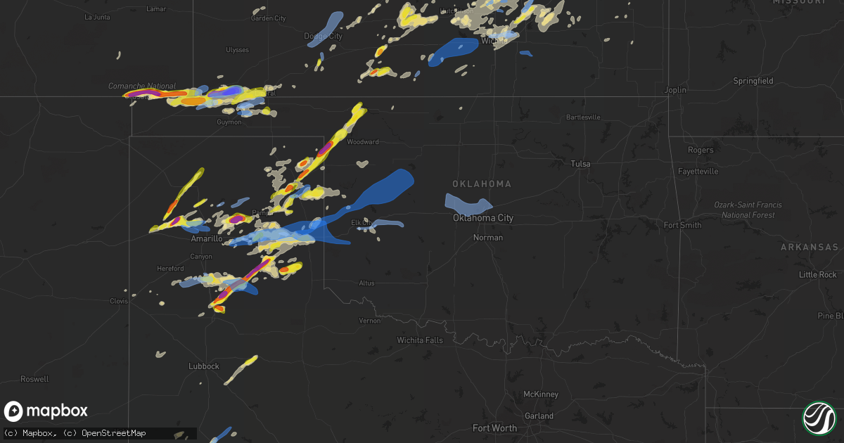 Hail map in Oklahoma on June 25, 2021