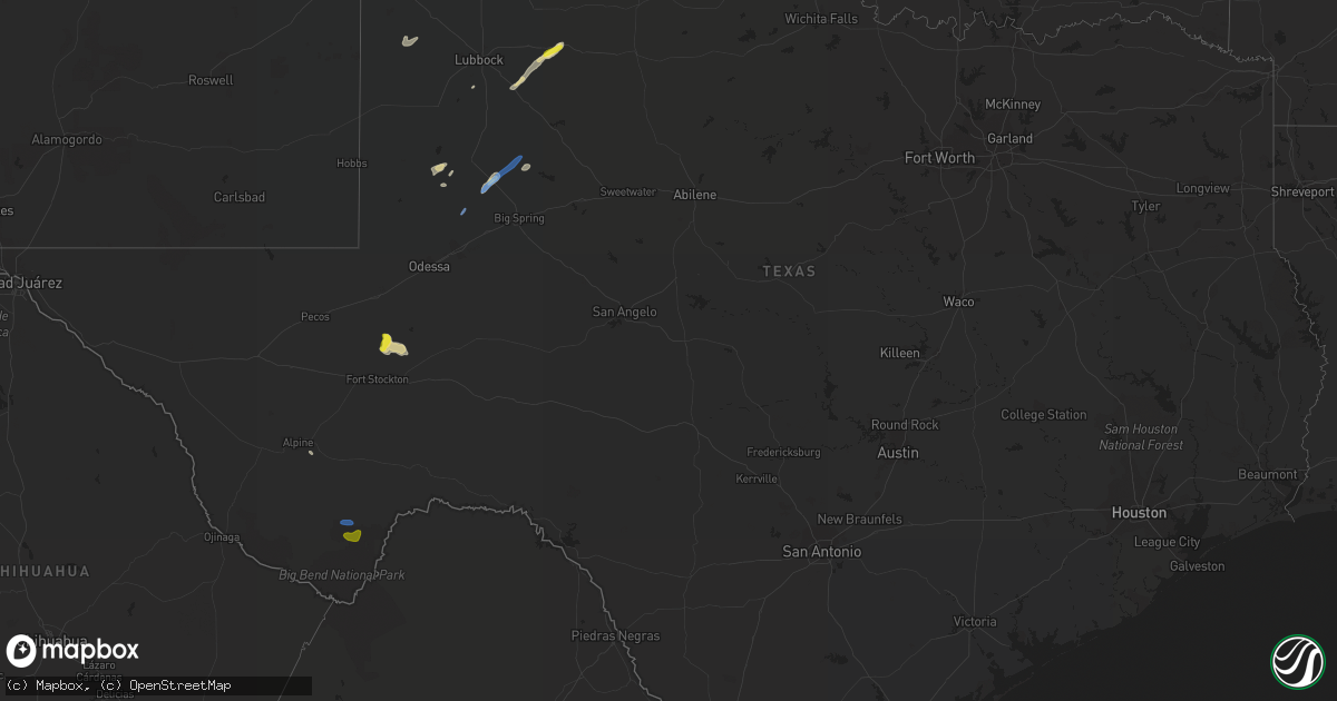 Hail map in Texas on June 25, 2021