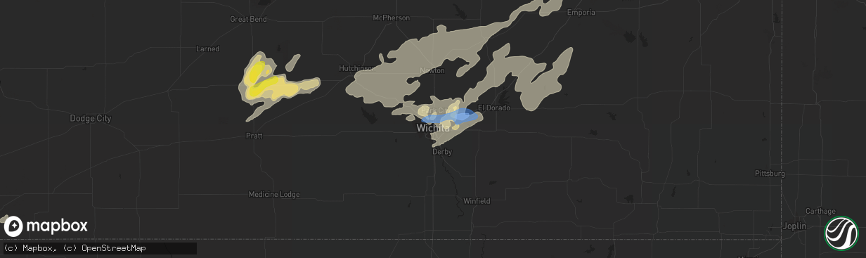 Hail map in Wichita, KS on June 25, 2021