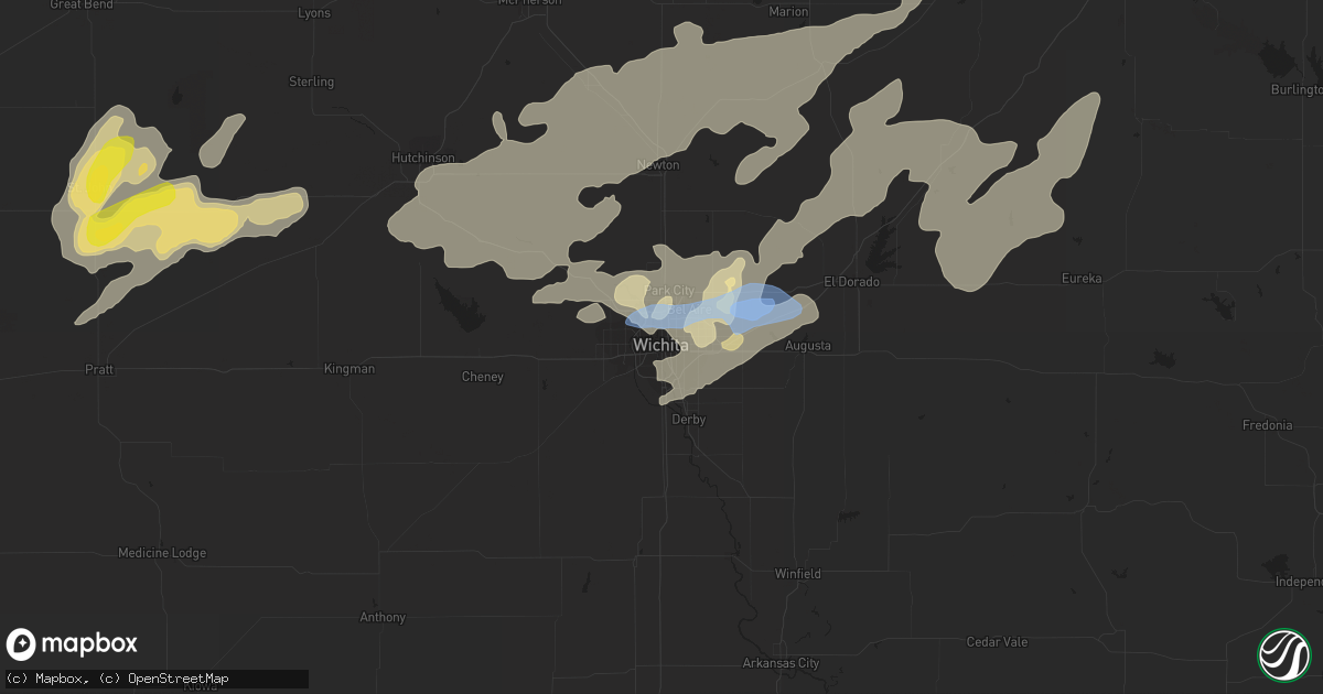 Hail map in Wichita, KS on June 25, 2021