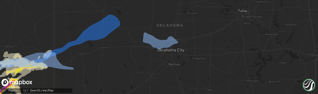 Hail map in Yukon, OK on June 25, 2021