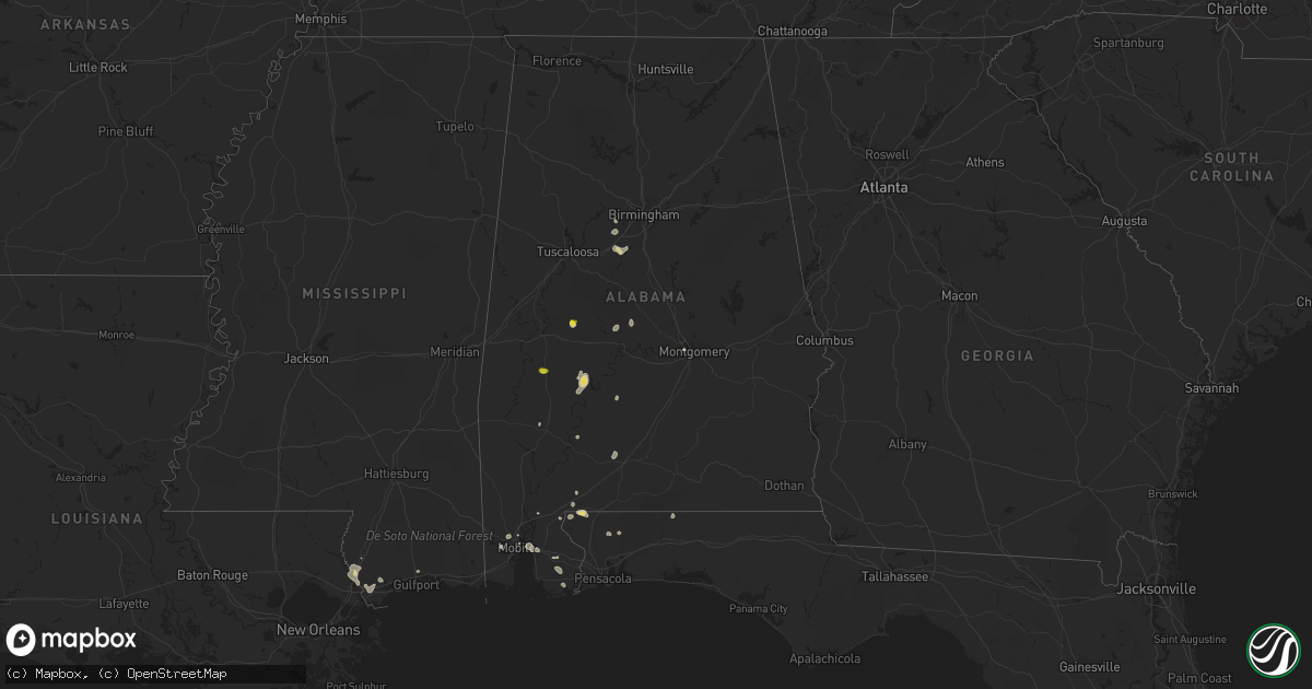 Hail map in Alabama on June 25, 2022