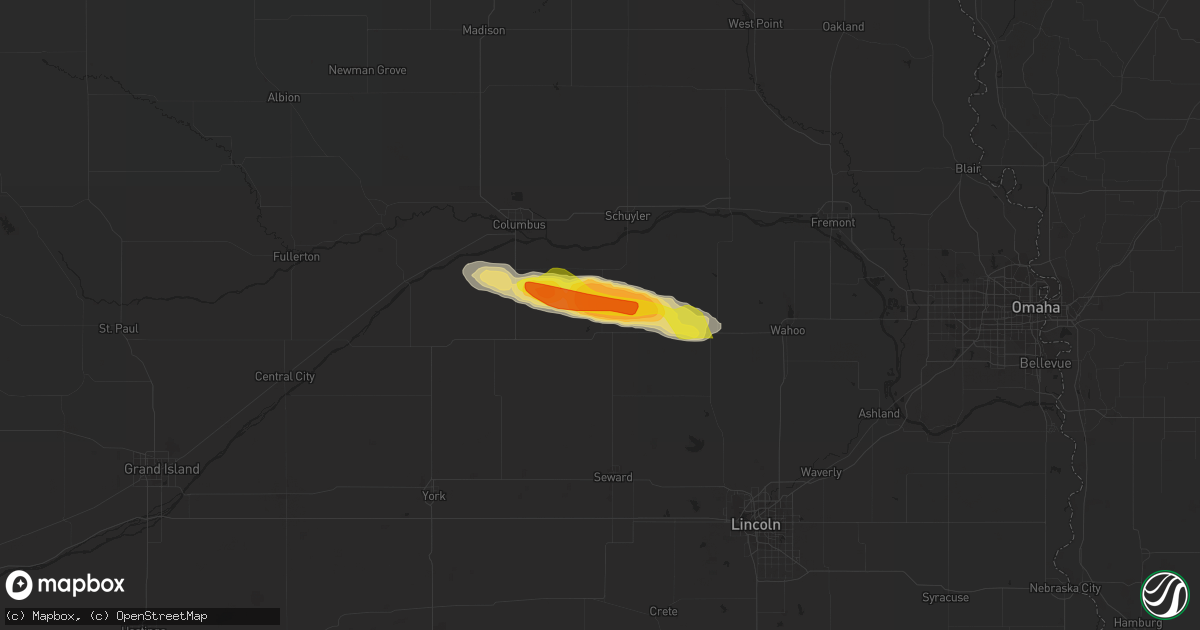 Hail map in David City, NE on June 25, 2022