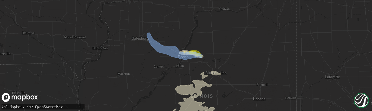 Hail map in East Peoria, IL on June 25, 2022