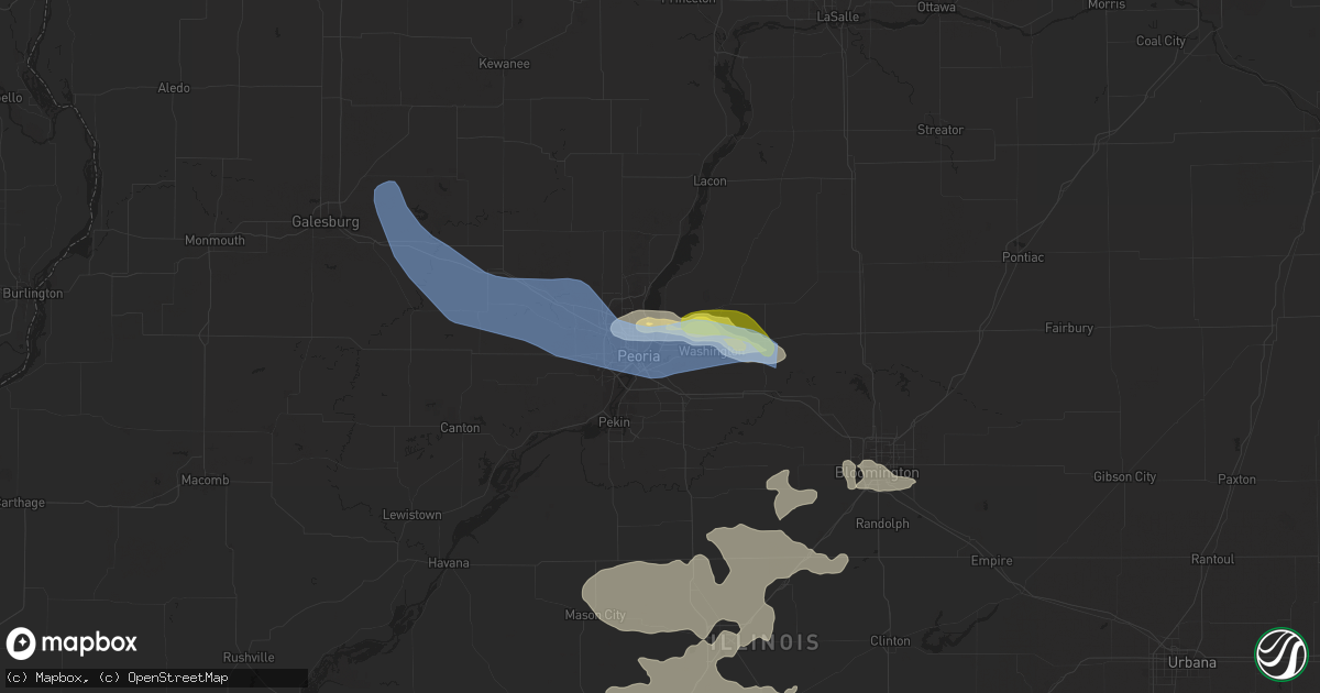 Hail map in East Peoria, IL on June 25, 2022
