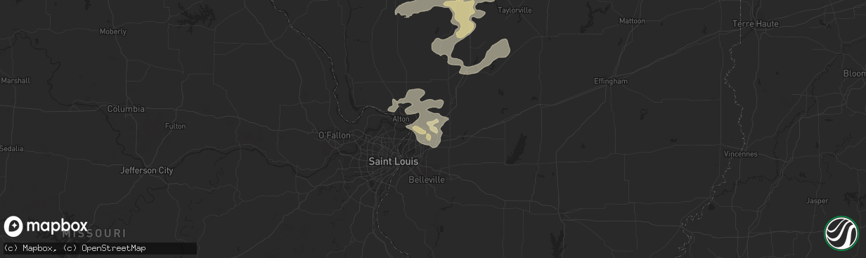 Hail map in Edwardsville, IL on June 25, 2022