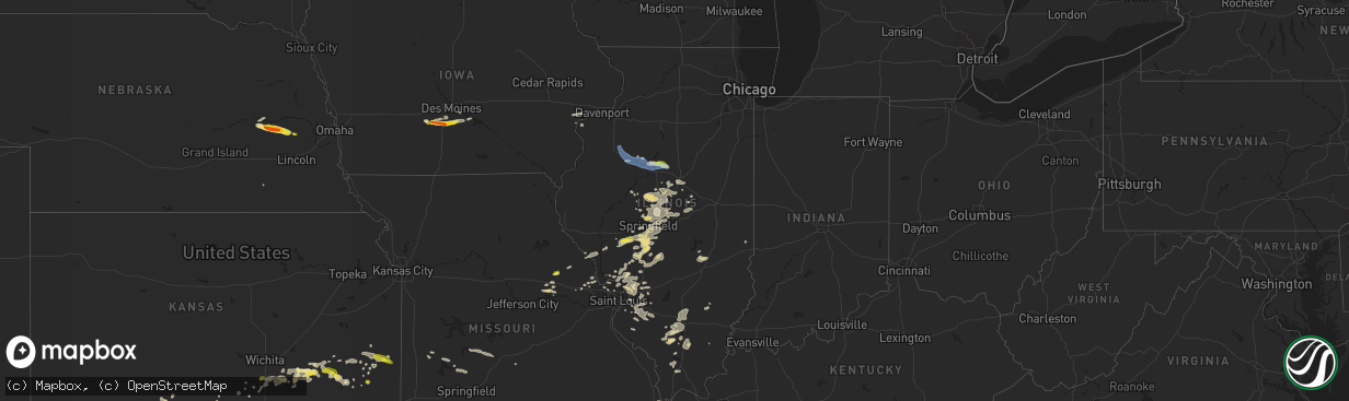 Hail map in Illinois on June 25, 2022