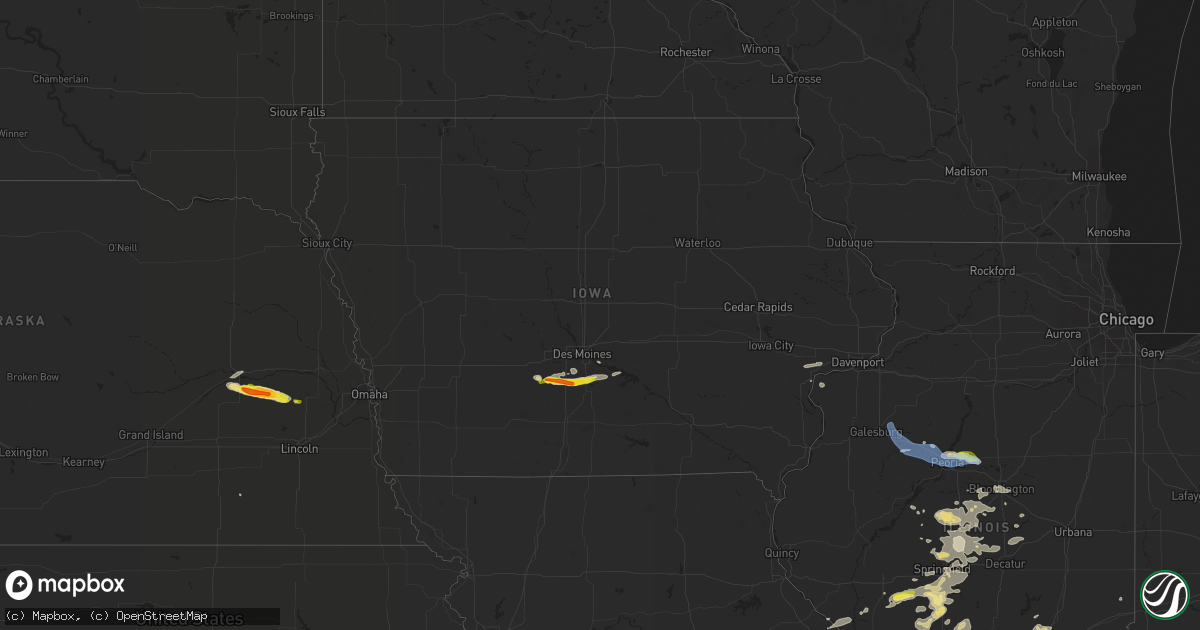 Hail map in Iowa on June 25, 2022