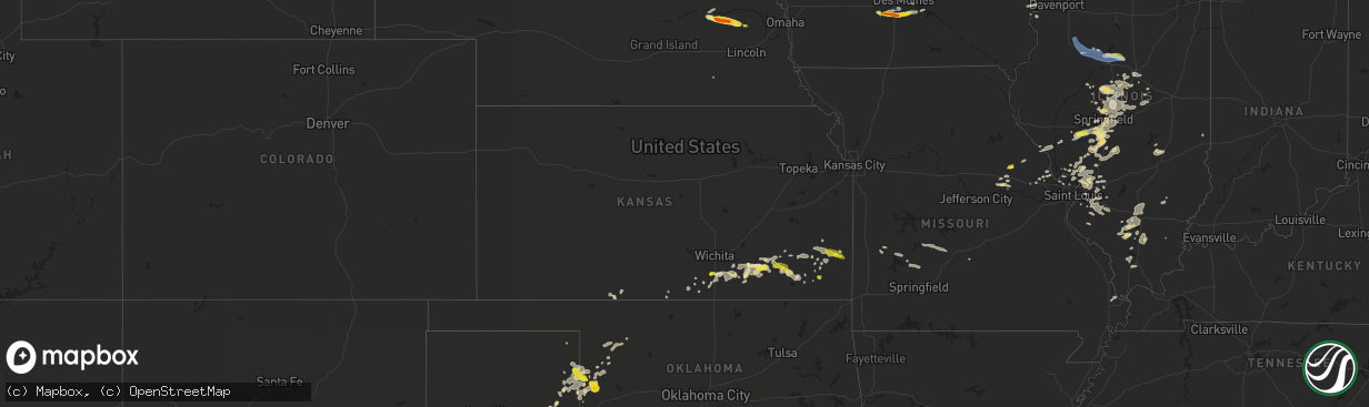 Hail map in Kansas on June 25, 2022