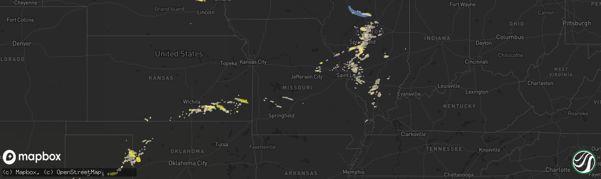 Hail map in Missouri on June 25, 2022