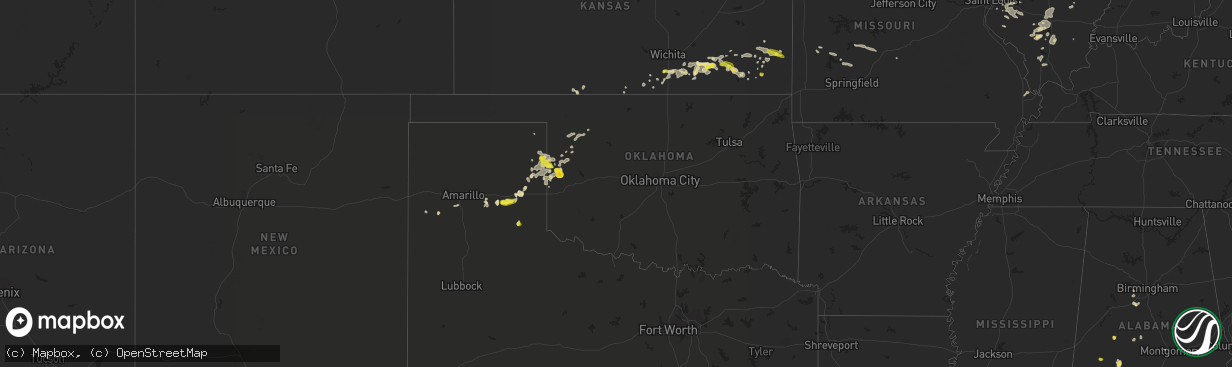 Hail map in Oklahoma on June 25, 2022