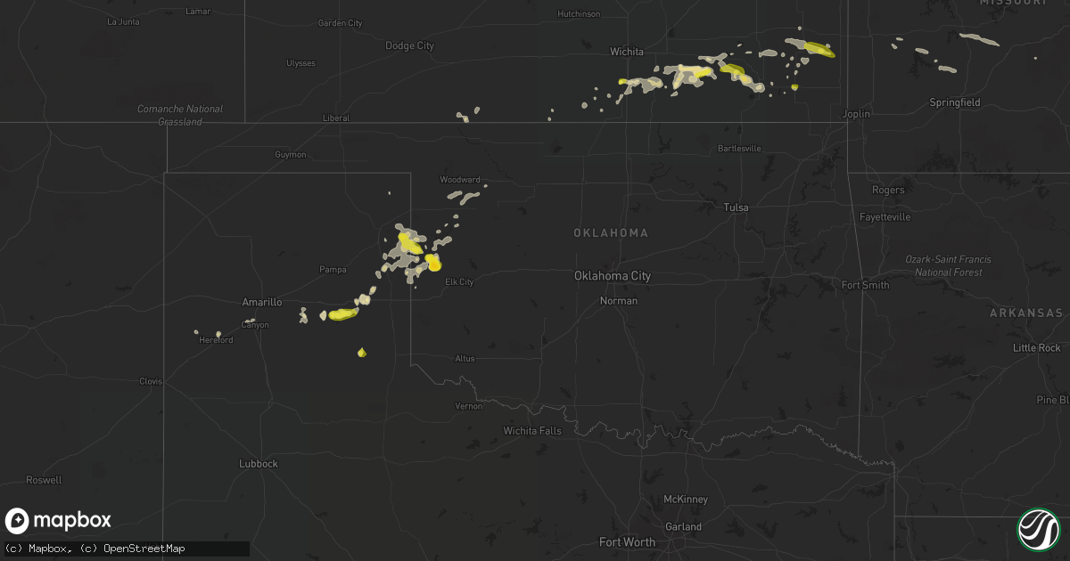 Hail map in Oklahoma on June 25, 2022
