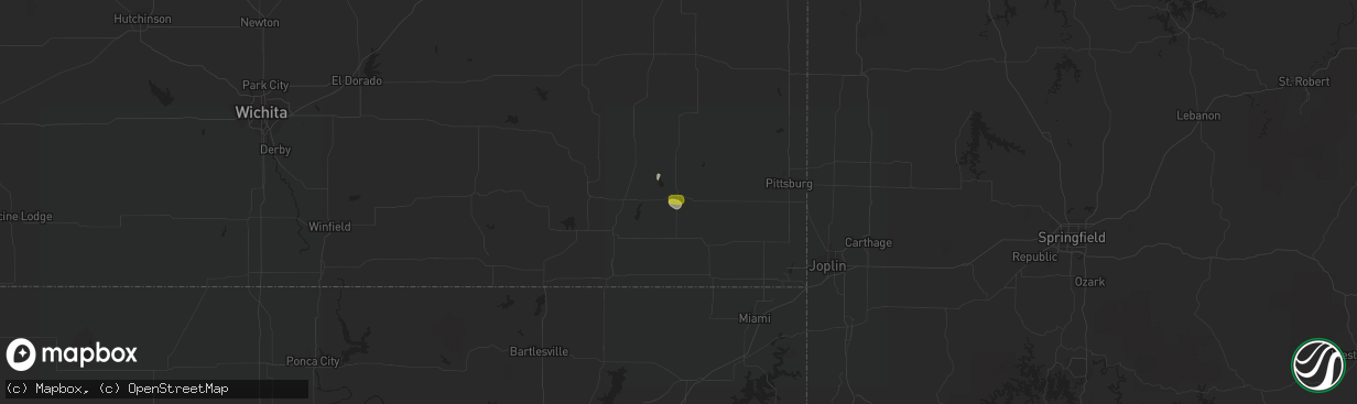 Hail map in Parsons, KS on June 25, 2022