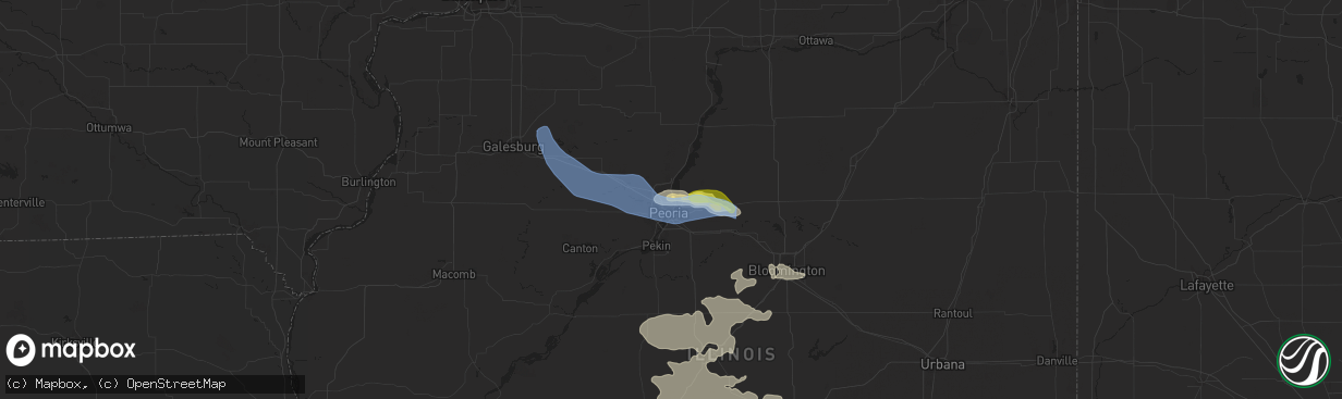 Hail map in Peoria Heights, IL on June 25, 2022