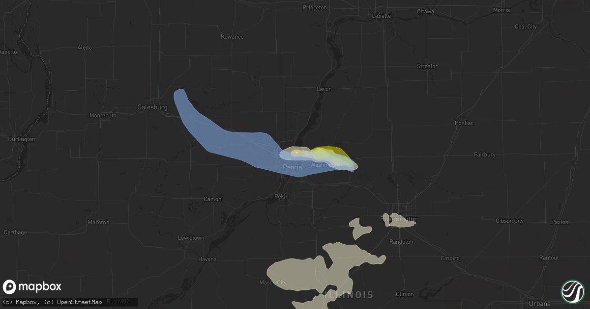 Hail map in Peoria Heights, IL on June 25, 2022