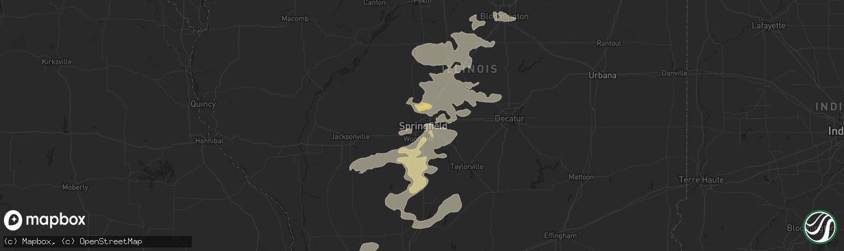 Hail map in Springfield, IL on June 25, 2022