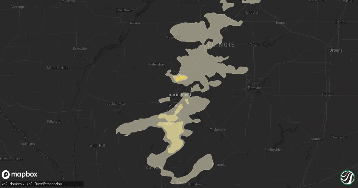 Hail map in Springfield, IL on June 25, 2022