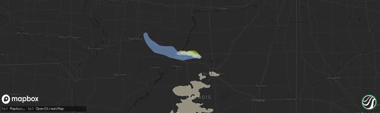 Hail map in Washington, IL on June 25, 2022