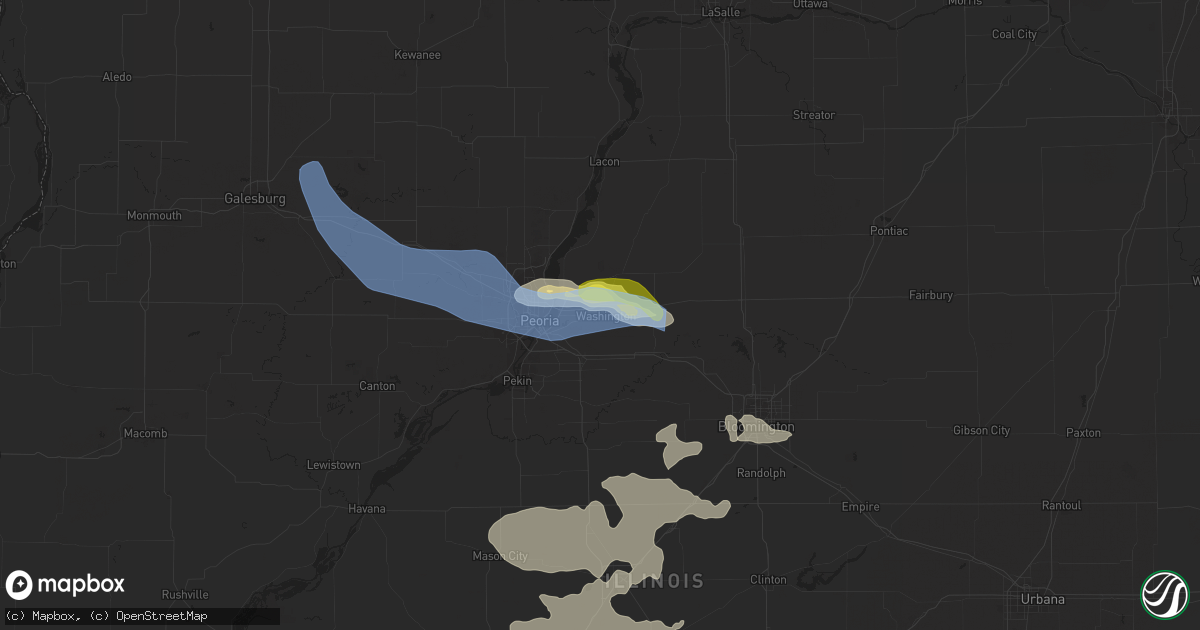 Hail map in Washington, IL on June 25, 2022