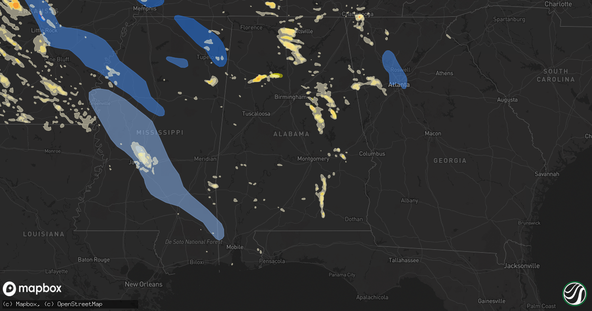 Hail map in Alabama on June 25, 2023