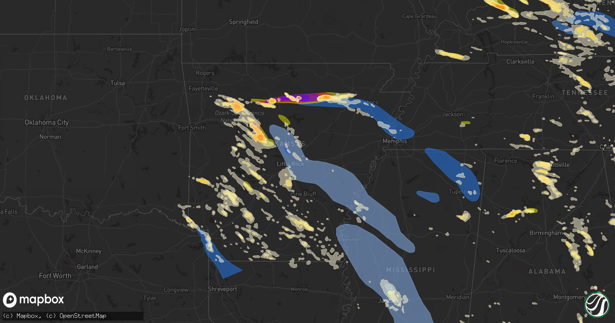 Hail map in Arkansas on June 25, 2023
