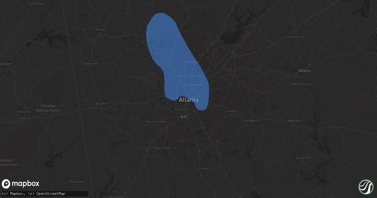 Hail map in Atlanta, GA on June 25, 2023