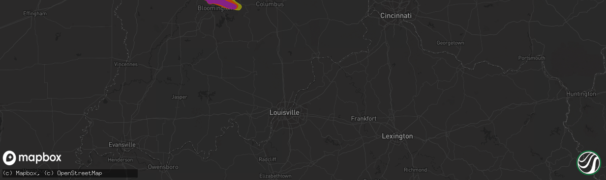 Hail map in Auburn, IN on June 25, 2023