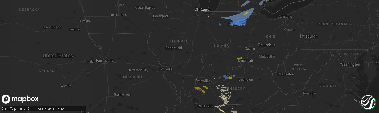 Hail map in Illinois on June 25, 2023