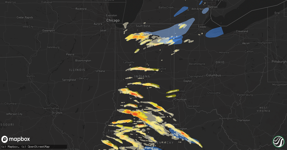 Hail map in Indiana on June 25, 2023