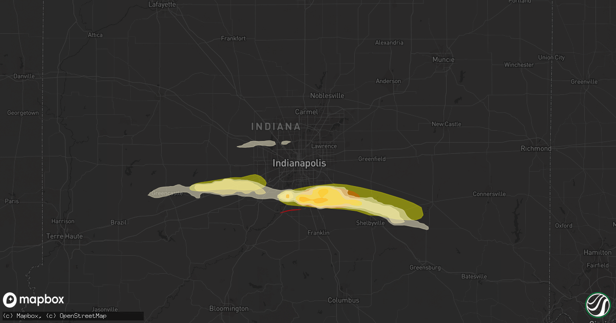 Hail map in Indianapolis, IN on June 25, 2023
