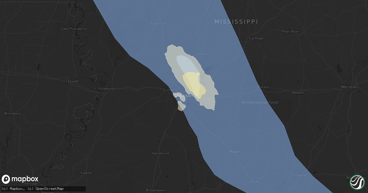 Hail map in Jackson, MS on June 25, 2023