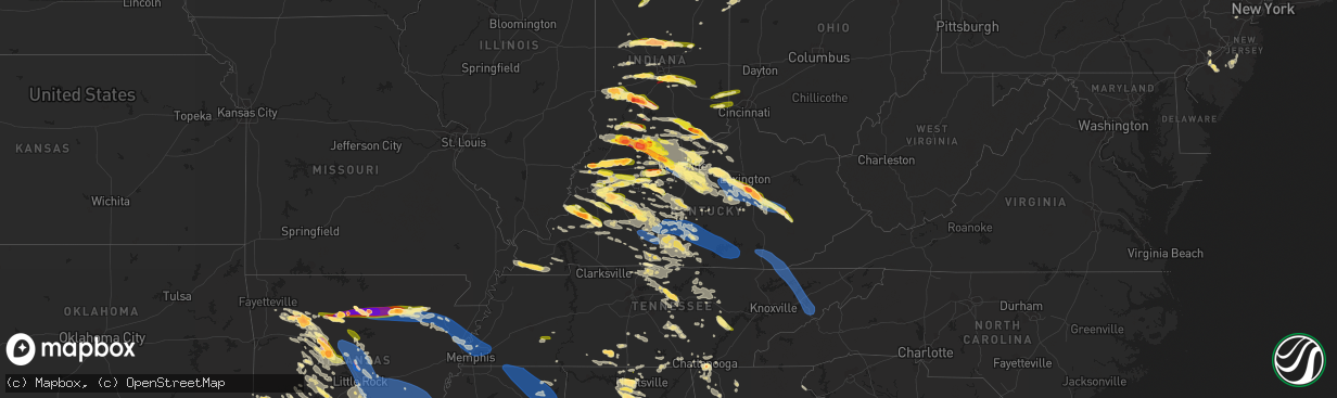 Hail map in Kentucky on June 25, 2023