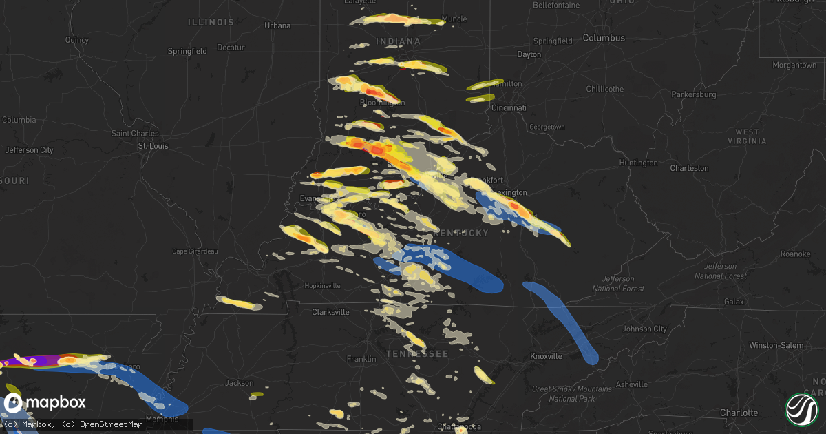 Hail map in Kentucky on June 25, 2023