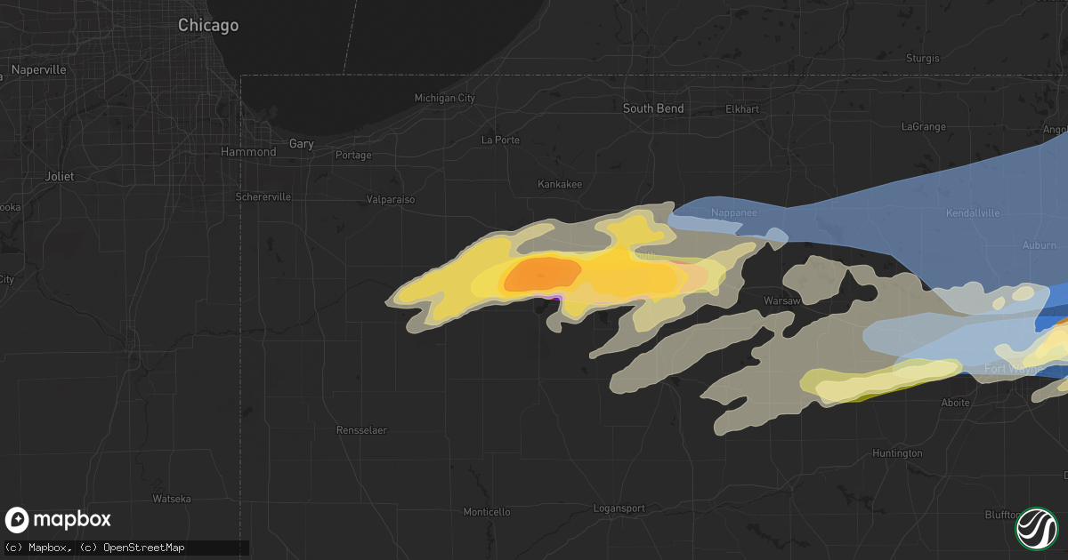 Hail map in Knox, IN on June 25, 2023