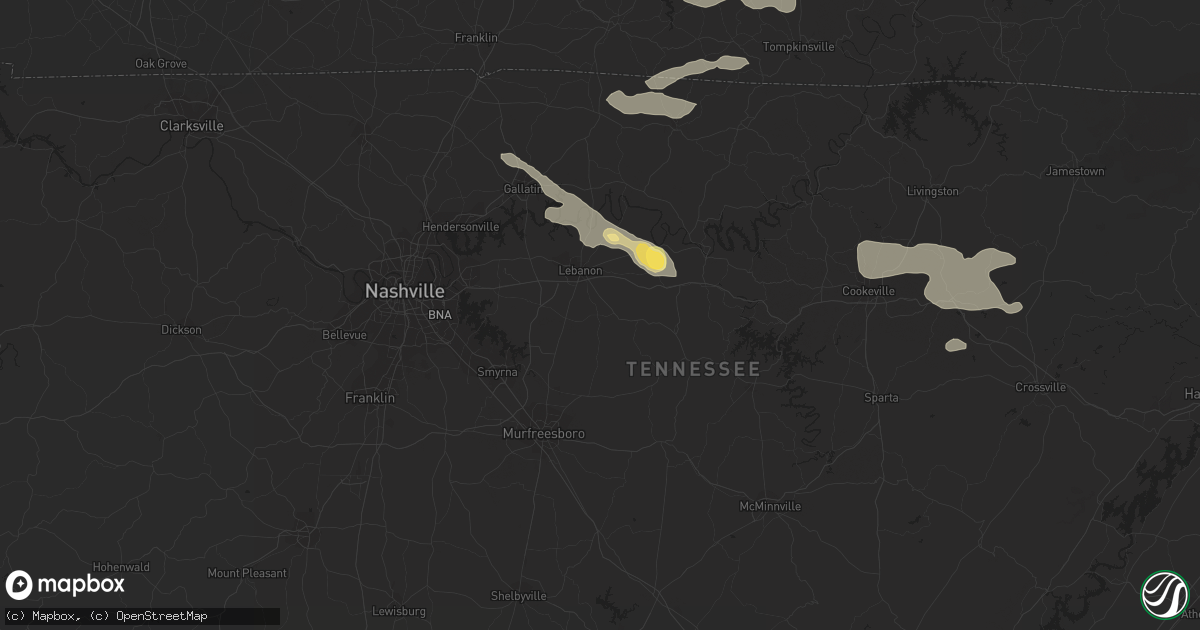 Hail map in Lafayette, TN on June 25, 2023