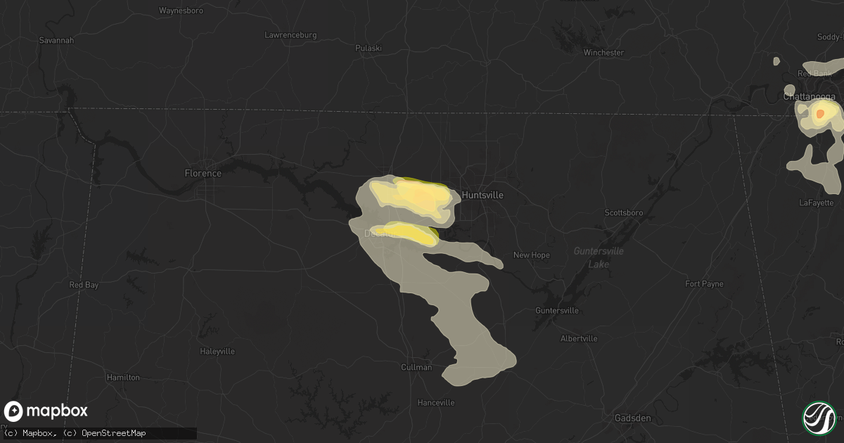 Hail map in Madison, AL on June 25, 2023