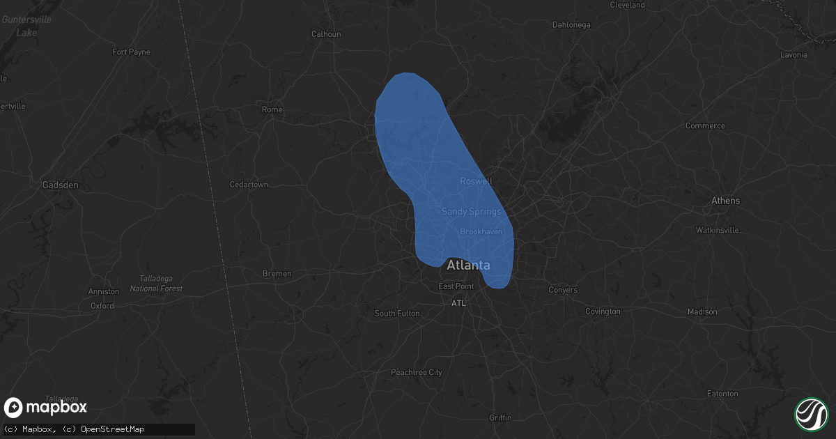 Hail map in Marietta, GA on June 25, 2023