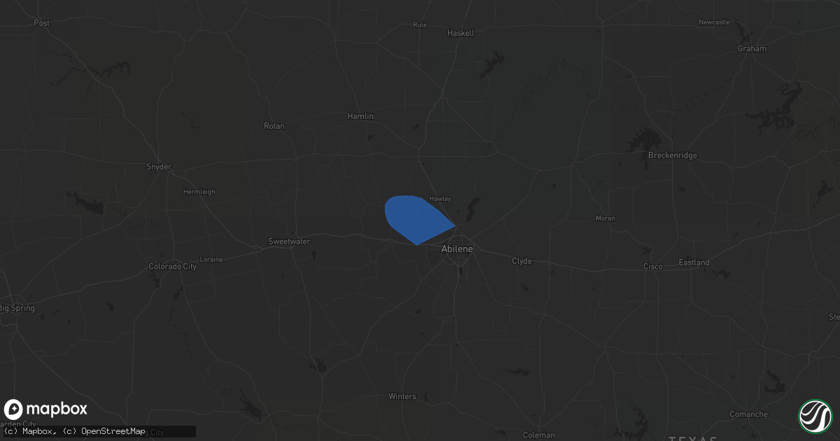 Hail map in Merkel, TX on June 25, 2023