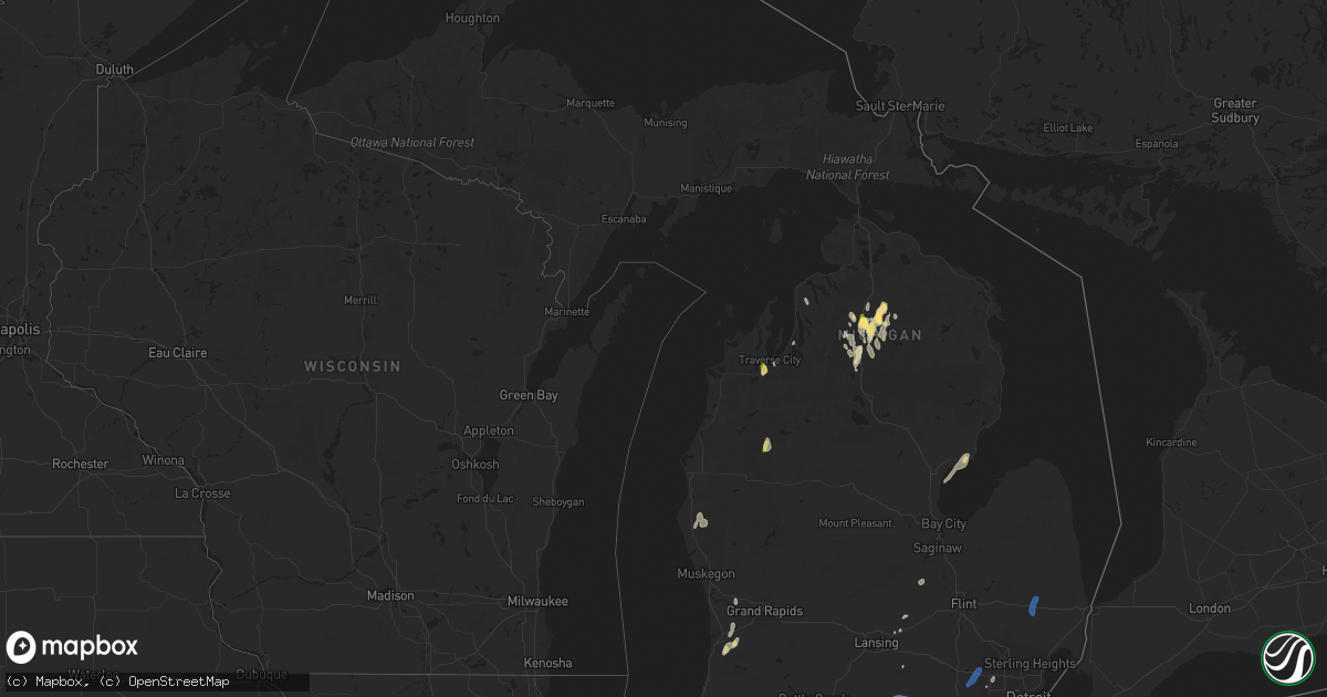 Hail map in Michigan on June 25, 2023