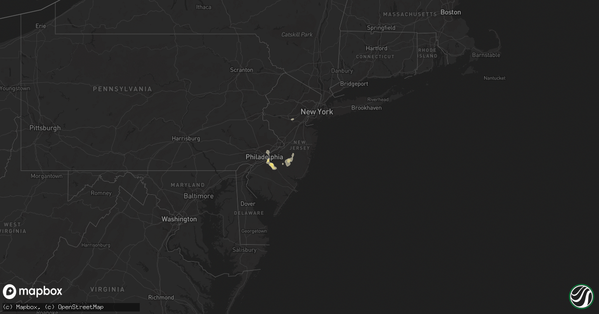 Hail map in New Jersey on June 25, 2023