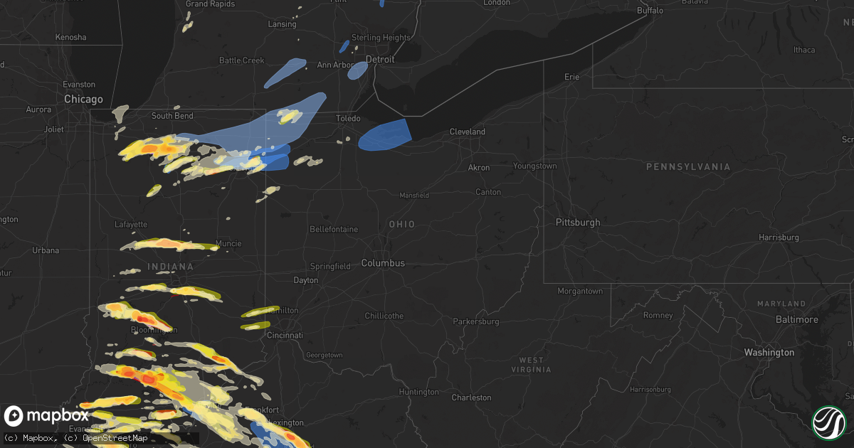 Hail map in Ohio on June 25, 2023