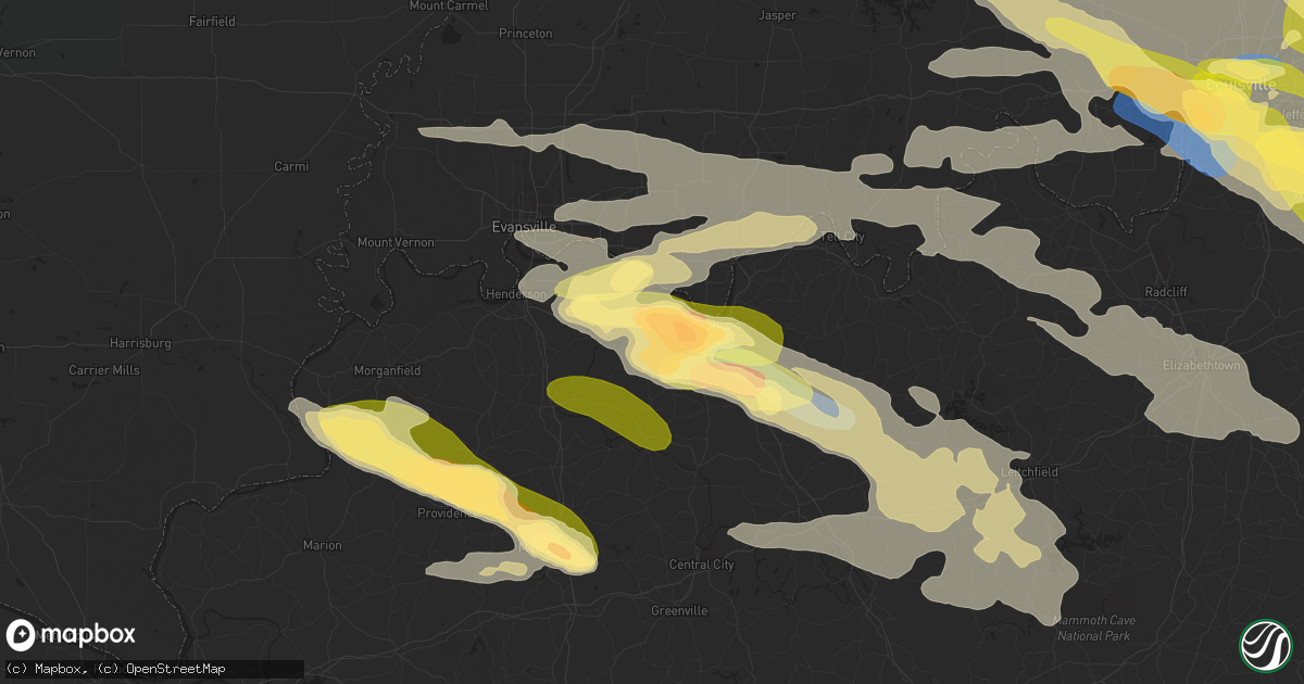 Hail map in Owensboro, KY on June 25, 2023