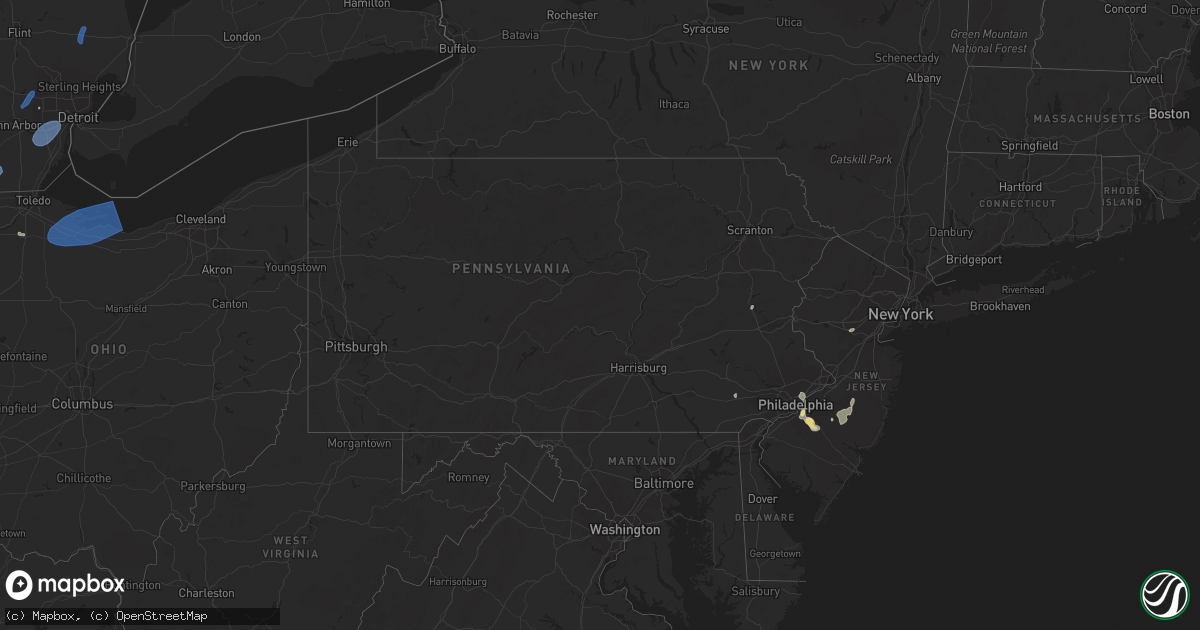 Hail map in Pennsylvania on June 25, 2023