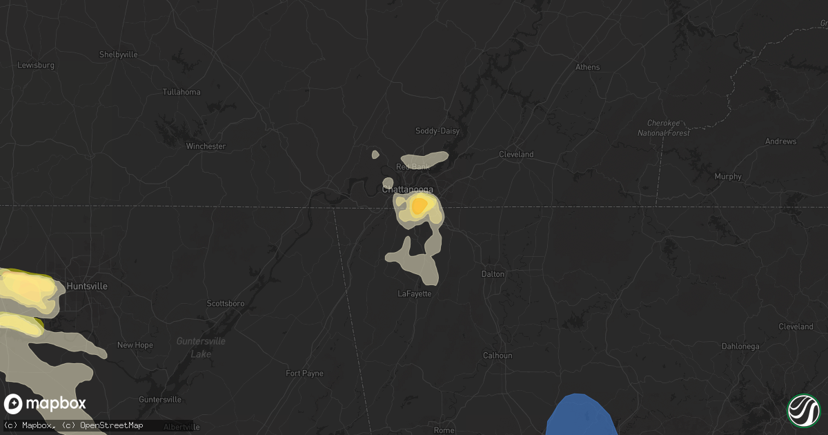 Hail map in Rossville, GA on June 25, 2023