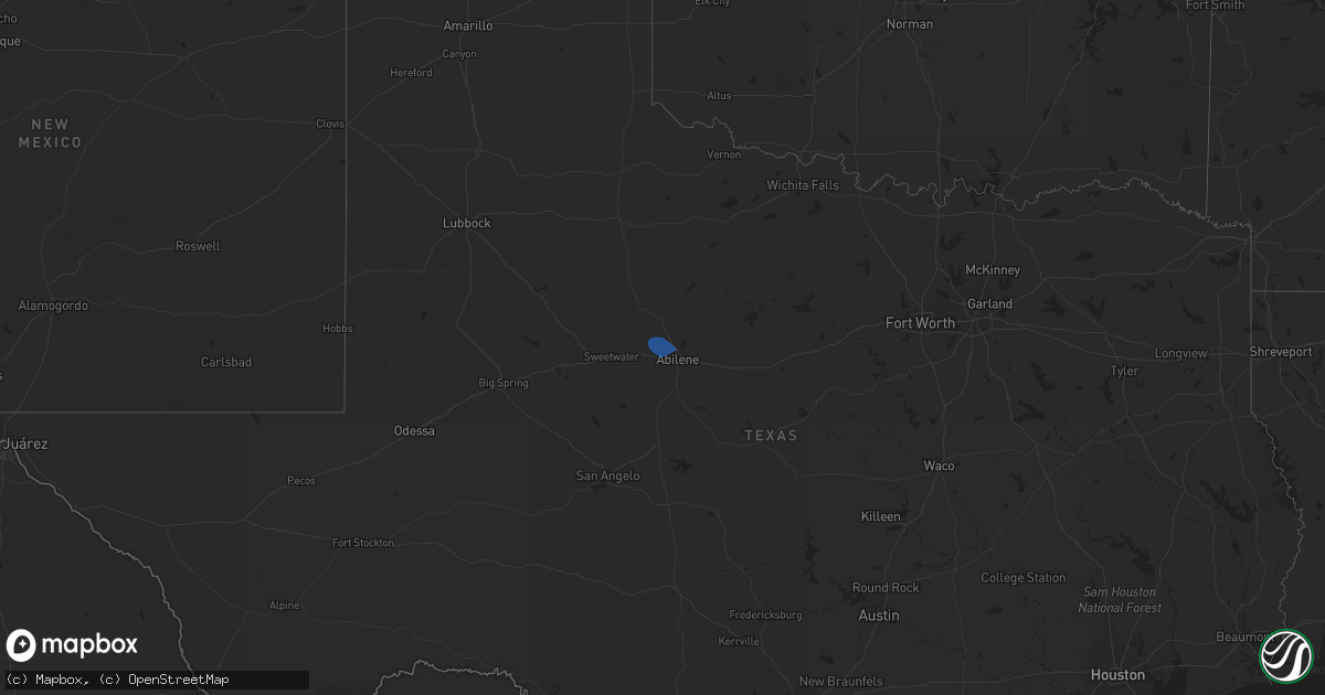 Hail map in Texas on June 25, 2023