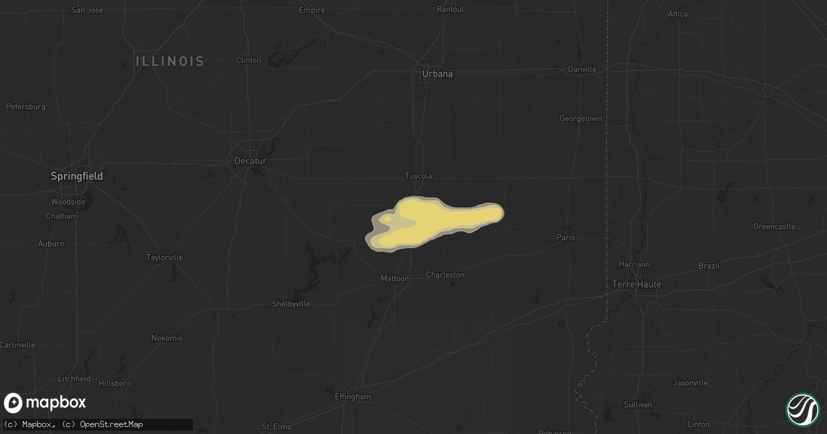 Hail map in Arcola, IL on June 25, 2024