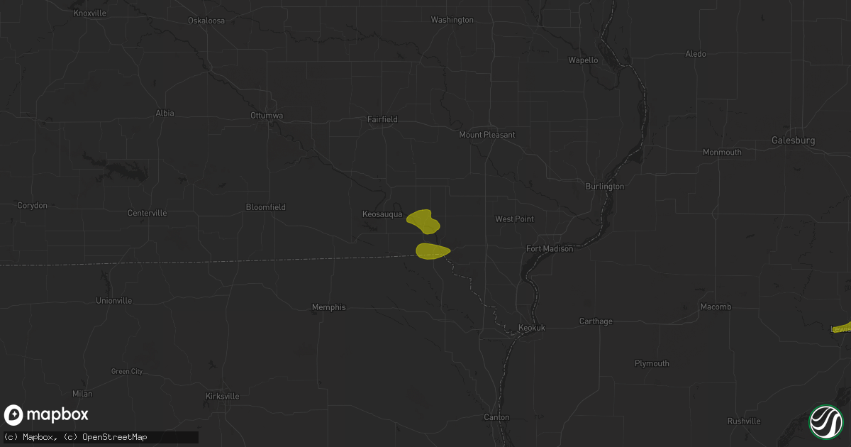 Hail map in Bonaparte, IA on June 25, 2024