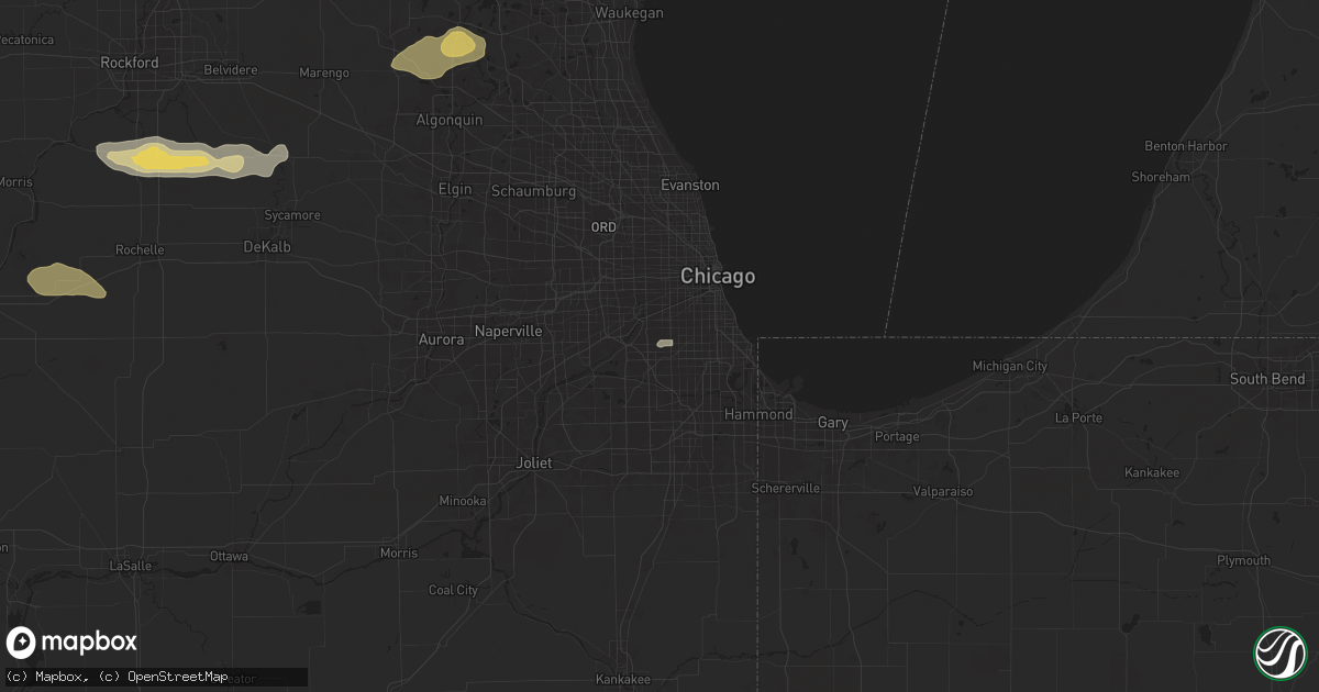 Hail map in Burbank, IL on June 25, 2024